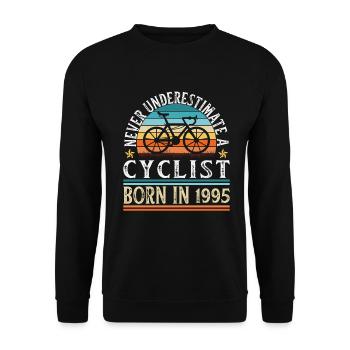 Cycliste né en 1995 30ème anniversaire Millésime - Sweat-shirt Unisexe - noir - Devant - Alina (178cm) & Michal (187cm)