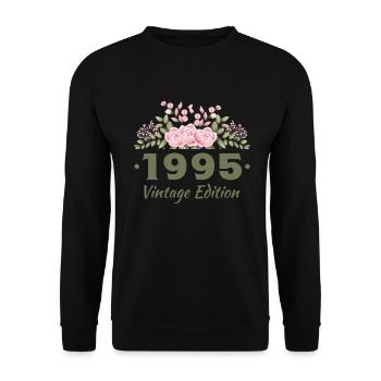 1995 Floral Femme Vintage Cadeau D’anniversaire - Sweat-shirt Unisexe - noir - Devant - Alina (178cm) & Michal (187cm)