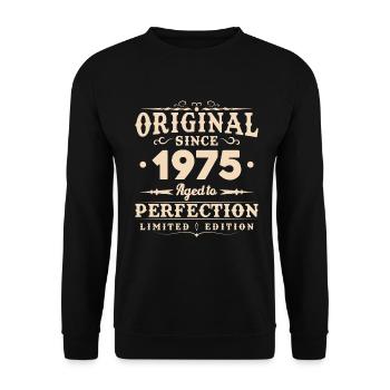 1975 Vintage Retro Geburtstagsgeschenk - Unisex Pullover - Schwarz - Vorne - Alina (178cm) & Michal (187cm)