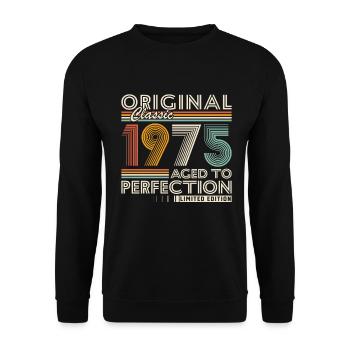 1975 Vintage Retro Geburtstagsgeschenk - Unisex Pullover - Schwarz - Vorne - Alina (178cm) & Michal (187cm)