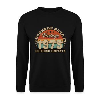 1975 Vintage Retro Geburtstagsgeschenk - Unisex Pullover - Schwarz - Vorne - Alina (178cm) & Michal (187cm)