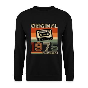 1975 Vintage Retro Geburtstagsgeschenk - Unisex Pullover - Schwarz - Vorne - Alina (178cm) & Michal (187cm)