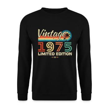 1975 Vintage Retro Geburtstagsgeschenk - Unisex Pullover - Schwarz - Vorne - Alina (178cm) & Michal (187cm)