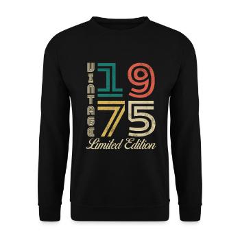 1975 Vintage Retro Geburtstagsgeschenk - Unisex Pullover - Schwarz - Vorne - Alina (178cm) & Michal (187cm)