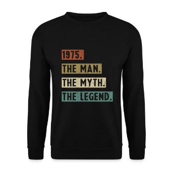 1975 Vintage Retro Geburtstagsgeschenk - Unisex Pullover - Schwarz - Vorne - Alina (178cm) & Michal (187cm)
