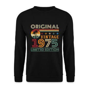 1975 Vintage Retro Geburtstagsgeschenk - Unisex Pullover - Schwarz - Vorne - Alina (178cm) & Michal (187cm)