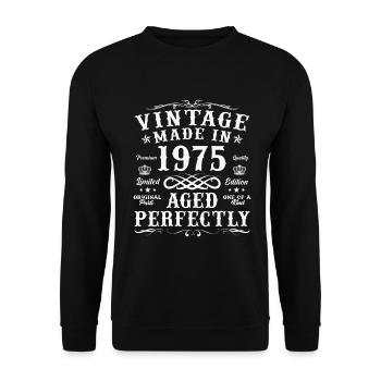 1975 Vintage Retro Geburtstagsgeschenk - Unisex Pullover - Schwarz - Vorne - Alina (178cm) & Michal (187cm)