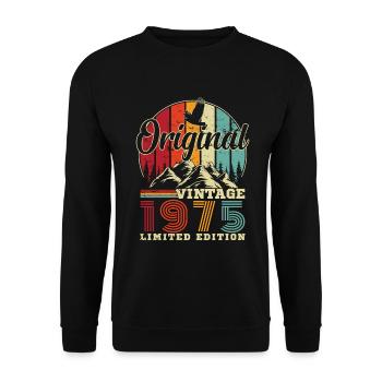 1975 Vintage Retro Geburtstagsgeschenk - Unisex Pullover - Schwarz - Vorne - Alina (178cm) & Michal (187cm)