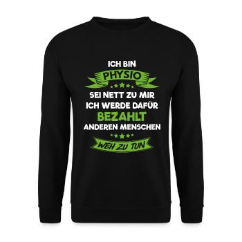 Physiotherapeut Physiotherapie Physio Geschenk - Unisex Pullover - Schwarz - Vorne - Alina (178cm) & Michal (187cm)