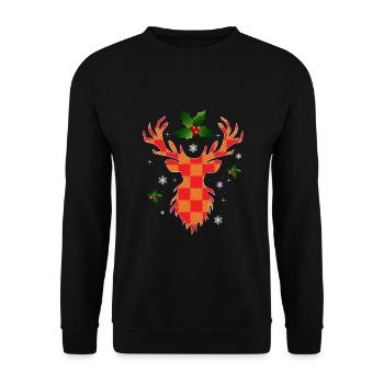 Reindeer - check - Unisex Sweatshirt - black - Front - Alina (178cm) & Michal (187cm)