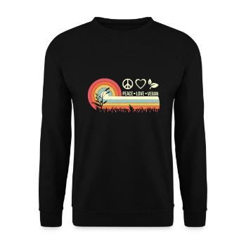 Vegan - Peace Love Vegan - Unisex Sweatshirt - black - Front - Alina (178cm) & Michal (187cm)