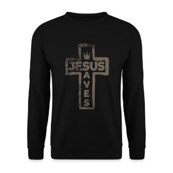 Jesus - Jesus Saves - Unisex Pullover - Schwarz - Vorne - Alina (178cm) & Michal (187cm)