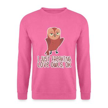 Eule - Ich liebe Eulen - Unisex Pullover - Pink - Vorne