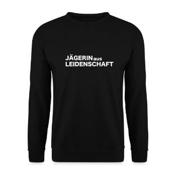 Jägerin aus Leidenschaft - Unisex Pullover - Schwarz - Vorne - Alina (178cm) & Michal (187cm)