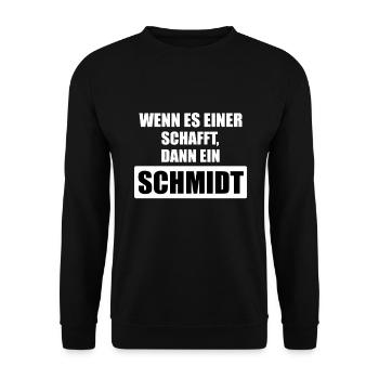 Name Schmidt - Unisex Pullover - Schwarz - Vorne - Alina (178cm) & Michal (187cm)
