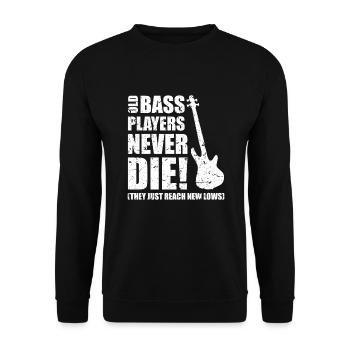 Bass Player Gift OLD BASS PLAYERS NEVER DIE THEY - Sweat-shirt Unisexe - noir - Devant - Alina (178cm) & Michal (187cm)