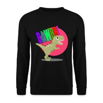 Dino Saurier Rex Rawr - Unisex Pullover - Schwarz - Vorne - Alina (178cm) & Michal (187cm)