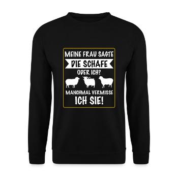 Schaf Schafe Hirte Schäfer Schafbesitzer Geschenk - Unisex Pullover - Schwarz - Vorne - Alina (178cm) & Michal (187cm)