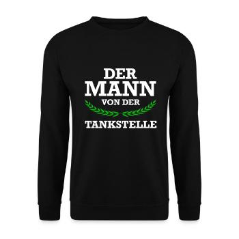 Tankstelle Shop Zapfsäule Tankwart Geschenk - Unisex Pullover - Schwarz - Vorne - Alina (178cm) & Michal (187cm)