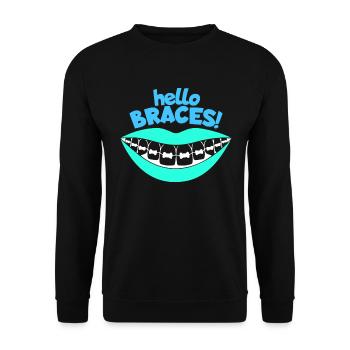 Zahnspange Mund Zähne Kieferorthopäde - Unisex Pullover - Schwarz - Vorne - Alina (178cm) & Michal (187cm)