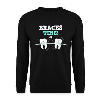 Zahnspange Mund Zähne Kieferorthopäde - Unisex Pullover - Schwarz - Vorne - Alina (178cm) & Michal (187cm)