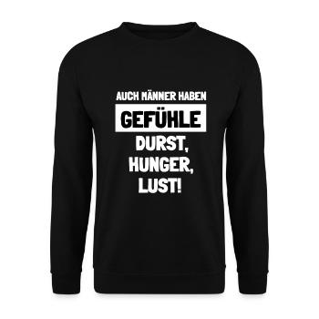 Männer haben auch Gefühle - Unisex Pullover - Schwarz - Vorne - Alina (178cm) & Michal (187cm)