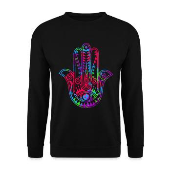 Hamsa Hand der Fatima - Unisex Pullover - Schwarz - Vorne - Alina (178cm) & Michal (187cm)