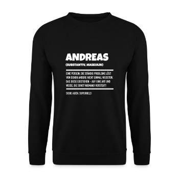 Andreas Name Geschenk - Unisex Pullover - Schwarz - Vorne - Alina (178cm) & Michal (187cm)