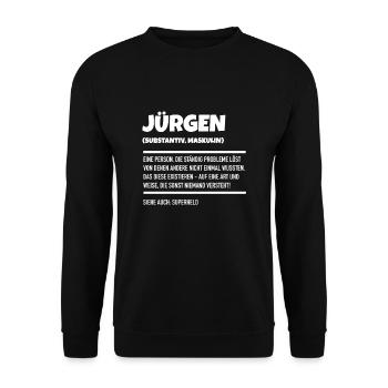 Jürgen Superheld Maskulin - Unisex Pullover - Schwarz - Vorne - Alina (178cm) & Michal (187cm)
