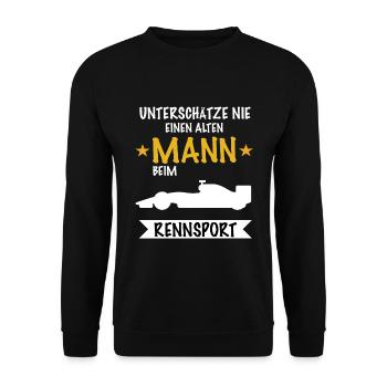 Rennsport Motorsport Rennfahrer Geschenkidee - Unisex Pullover - Schwarz - Vorne - Alina (178cm) & Michal (187cm)