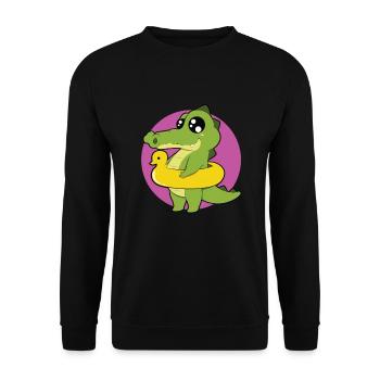 Krokodil Echse Alligator Kroko Reptil - Unisex Pullover - Schwarz - Vorne - Alina (178cm) & Michal (187cm)