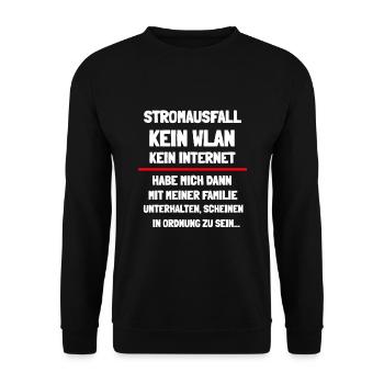 Wlan Sprüche Retro Design - Unisex Pullover - Schwarz - Vorne - Alina (178cm) & Michal (187cm)