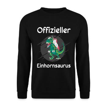 Schlaf Dino Einhorn Sprüche Geschenkidee - Unisex Pullover - Schwarz - Vorne - Alina (178cm) & Michal (187cm)