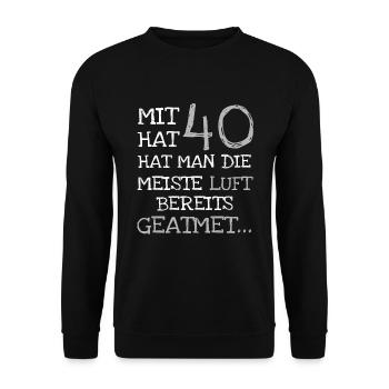 40. Geburtstag die lustige Geschenkidee - Unisex Pullover - Schwarz - Vorne - Alina (178cm) & Michal (187cm)