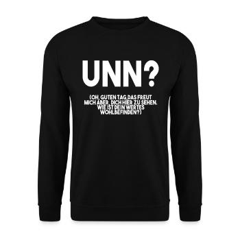 Unn Pfälzer Mundart Pfalz Geschenk - Unisex Pullover - Schwarz - Vorne - Alina (178cm) & Michal (187cm)