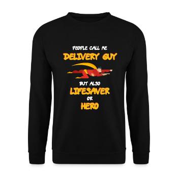 Pizza Designs für Pizza Fahrer und Lieferanten - Unisex Pullover - Schwarz - Vorne - Alina (178cm) & Michal (187cm)