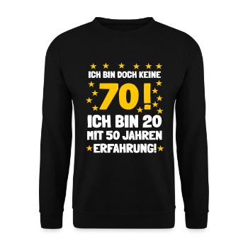 Ich bin keine 70, sondern habe nur Erfahrung - Unisex Pullover - Schwarz - Vorne - Alina (178cm) & Michal (187cm)