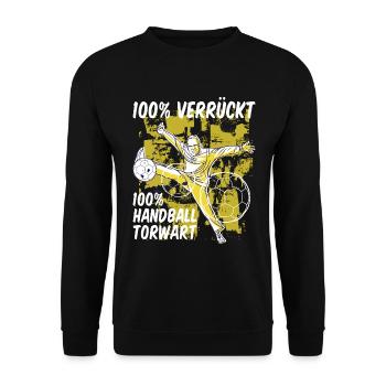 Handball Torwart Sprüche Sport Geschenk - Unisex Pullover - Schwarz - Vorne - Alina (178cm) & Michal (187cm)