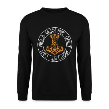 Mjolnir Hammer Thor - Unisex Sweatshirt - black - Front - Alina (178cm) & Michal (187cm)