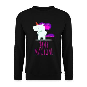 Einhorn Unicorn Fantasie - Unisex Pullover - Schwarz - Vorne - Alina (178cm) & Michal (187cm)
