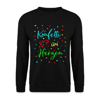 Karneval Fasching Konfetti im Herzen - Unisex Pullover - Schwarz - Vorne - Alina (178cm) & Michal (187cm)