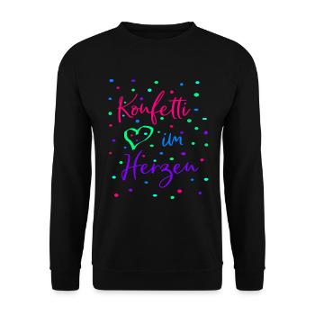 Karneval Fasching Konfetti im Herzen - Unisex Pullover - Schwarz - Vorne - Alina (178cm) & Michal (187cm)