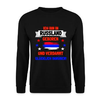 Russland Russisch Geschenkidee - Unisex Pullover - Schwarz - Vorne - Alina (178cm) & Michal (187cm)