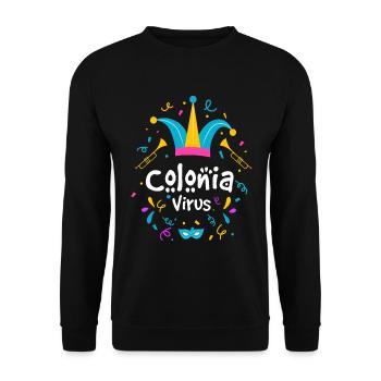 Colonia Virus Köln Karneval Geschenk - Unisex Pullover - Schwarz - Vorne - Alina (178cm) & Michal (187cm)