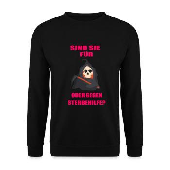 Tod Sensenmann Sense Sterbehilfe - Unisex Pullover - Schwarz - Vorne - Alina (178cm) & Michal (187cm)