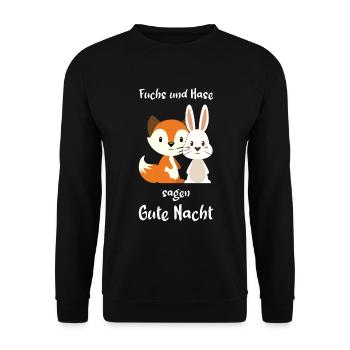 Fuchs Hase Oberteil Schlafanzug Geschenk - Unisex Pullover - Schwarz - Vorne - Alina (178cm) & Michal (187cm)