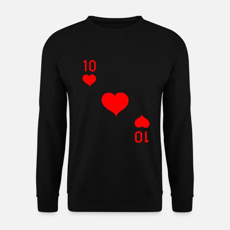 Herz 10 Zehn Karte Poker Karneval - Unisex Pullover - Schwarz