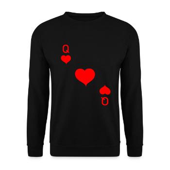 Herz Dame Karte Pokern Karneval - Unisex Pullover - Schwarz - Vorne - Alina (178cm) & Michal (187cm)