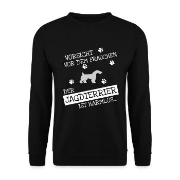 Jagdterrier Geschenkidee - Unisex Pullover - Schwarz - Vorne - Alina (178cm) & Michal (187cm)