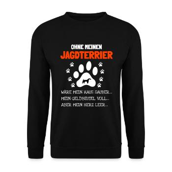 Jagdterrier Jagdhund - Unisex Pullover - Schwarz - Vorne - Alina (178cm) & Michal (187cm)